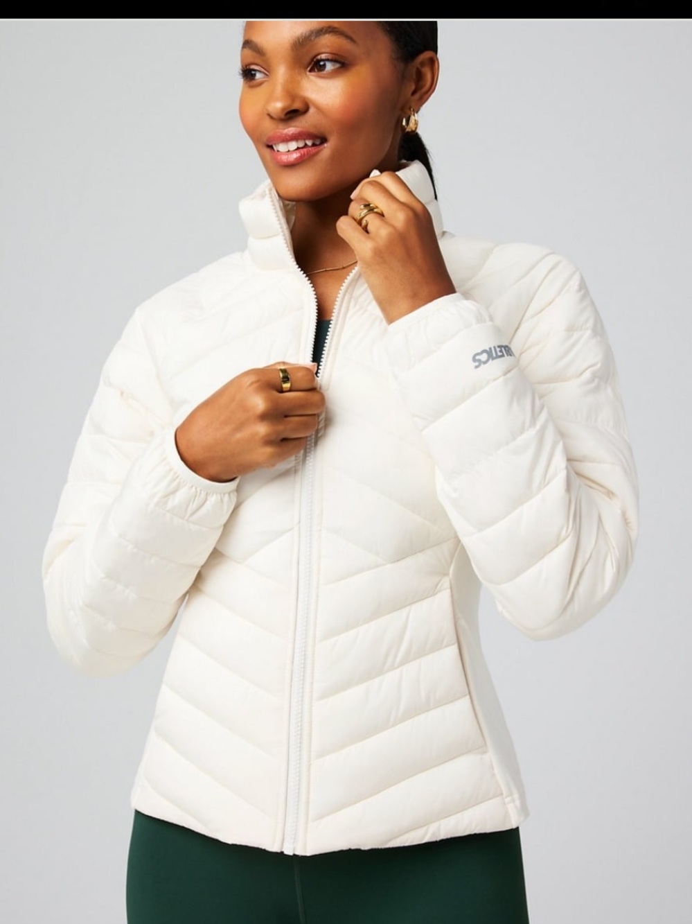 Fabletics Off-White Quilted Lightweight Puffer Jacket